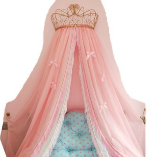 ستارة سرير على شكل تاج أميرة إسكندنافية ريترو مزدوجة شرابة أوروبية مزخرفة بجانب السرير خلفية ناموسية